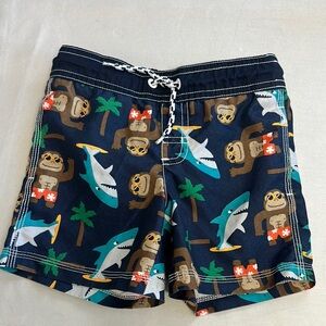 Gymboree - LIKE NEW - Blue and White Fun Patterned Shorts/Swim trunks